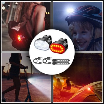 МОЩНЫЙ ВЕЛОСИПЕДНЫЙ ФОНАРЬ ПЕРЕДНЯЯ ЗАДНЯЯ СВЕТОДИОДНАЯ ВОДОЗАЩИТНАЯ АККУМУЛЯТОРНАЯ БАТАРЕЯ USB