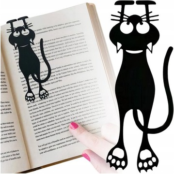 Czarny kot Zakładka do książki unikalna kotek zabawna urocza na prezent