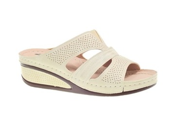 Wygodne klapki na miękkiej podeszwie Beige r.38