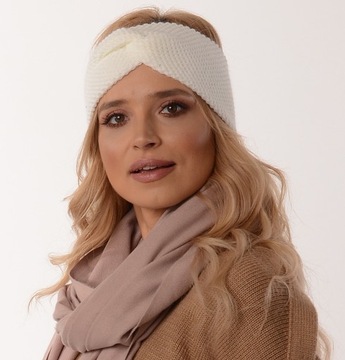 Женская зимняя повязка на голову БОХО узел КРЕМ - О3