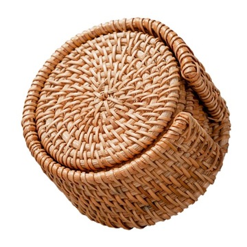 Plecione podkładki pod kubki ze słomy BOHO
