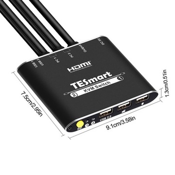 Przełącznik KVM HDMI 4K 1080p 3x USB 2.0 10.2Gbps
