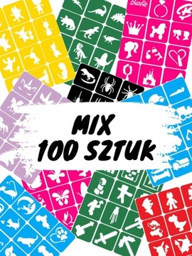 Szablony do tatuaży brokatowych, Tatuaże brokatowe - mix 100 sztuk