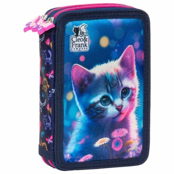 BACKUP DERFORM PIÓRNIK SZKOLNY DWUKOMOROWY WYPOSAŻENIE KREDKI PISAKI KOTEK