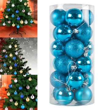 24x Bombki świąteczne, rękodzieło Bombki świąteczne do wnętrz w kolorze błękitnego jeziora
