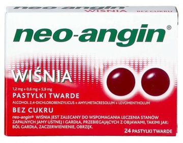 Neo-Angin Wiśnia ból gardła Obrzek 24 pastylki
