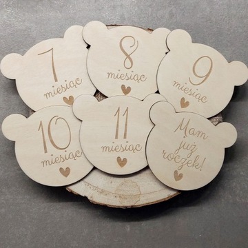 ДЕРЕВЯННЫЕ ТАРЕЛКИ С МЕСЯЦАМИ ДЛЯ ДЕТСКИХ ФОТОГРАФИЙ МИШКА ТЕДДИ ГОЛОВКА МЕДВЕДЯ