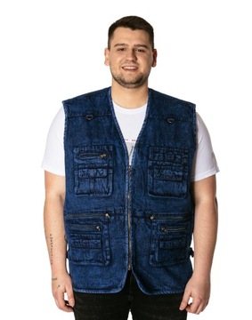 Duża Kamizelka Męska Jeans Bezrękawnik Serdak Dżins 14 Kieszeni !! 2693 6XL