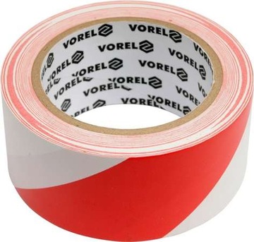 VOREL TAŚMA OSTRZEGAWCZA BIAŁO CZERWONA 48 mmX33m