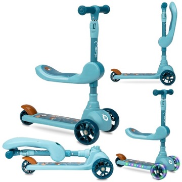 JEŹDZIK HULAJNOGA BALANSOWA DLA DZIECI 2w1 - MoMi KIURU NIEBIESKA - LED