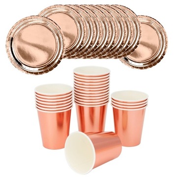 KOMPLET TALERZYKI + KUBECZKI ROSE GOLD PANIEŃSKI