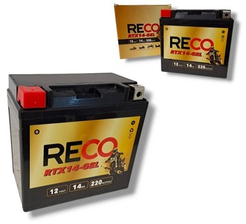 Akumulator MOTOCYKLOWY ŻELOWY RECO RTX14-GEL YTX14 12V 14Ah 220A