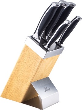 Набор кухонных ножей в блоке, 6 элементов, дерево-сталь 18/10 KingHoff 3462