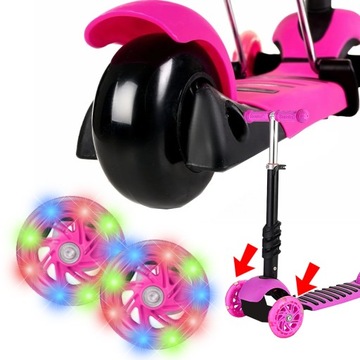 ТРЕХКОЛЕСНЫЙ САМОКАТ ДЛЯ ДЕВОЧКИ BALANCE 2В1 LED СИДЕНЬЕ 3-8 ЛЕТ