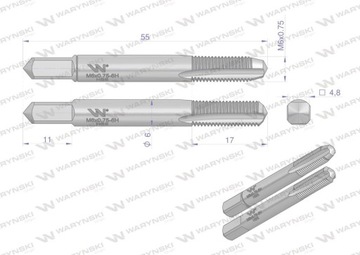 Метчики, комплект из 2 шт., для тонкой метрической резьбы DIN2181 M6X0