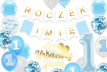 Zestaw balonów ROCZEK Cyfra 1 urodziny balony imię