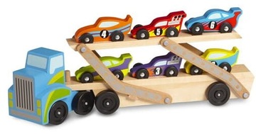 Drewniana Laweta + 6 Wyścigówek Melissa and Doug