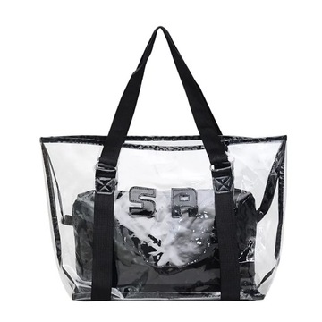 БОЛЬШАЯ СУМКА-ШОППЕР ПРОЗРАЧНАЯ СУМКА НА ПЛЕЧЕ СУМКА + КОСМЕТИЧЕСКАЯ СУМКА