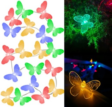 LAMPA LAMPKA SOLARNA LED GRIRLANADA MOTYLE WBIJANA MULTIKOLR RGB