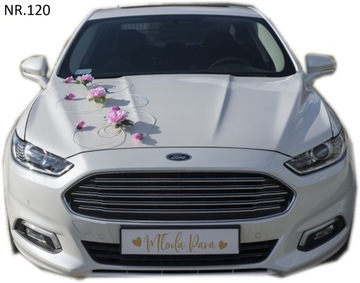 OZDOBY DEKORACJE NA AUTO SAMOCHÓD ŚLUB RÓŻ 120