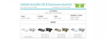 ЗАГЛУШКА ДЛЯ ПРОФИЛЯ ТИПА Z, СЕРАЯ, ЧЕРНАЯ, БЕЛАЯ, INOX