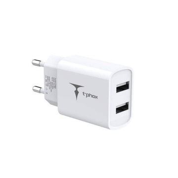 Сетевое зарядное устройство T-PHOX POCKET SERIES 2xUSB TCC-224 12Вт 2,4А БЕЛОЕ