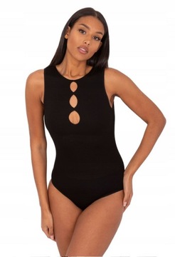 BODY damskie CZARNE z wycięciami bez rękawów sexy dekolt CZARNE 2122 XL