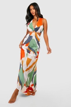 ПЛЯЖНОЕ ПЛАТЬЕ МАКСИ С ЦВЕТНЫМ УЗОРОМ AIRMAL С ВЫРЕЗАМИ PETITE BOOHOO 44