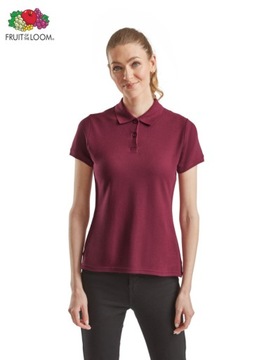 FRUIT OF THE LOOM PREMIUM Koszulka Polo Damska Bez Nadruku BORDO Rozm: XS