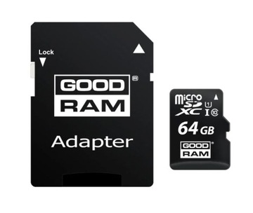 КАРТА ПАМЯТИ microSD GOODRAM UHS1 CL10 64 ГБ + АДАПТЕР 100 МБ