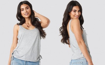 TOP Z MARSZCZENIAMI SZARY XXS NA-KD NKD06