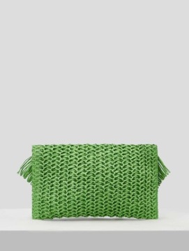Женская плетеная соломенная сумка STRAW RAFIA MESSAGE BAG OLIVE boho