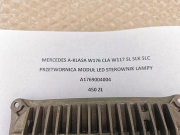 MERCEDES A TŘÍDA W176 CLA W117 SL SLK SLC MĚNIČ MODUL LED SVĚTLA