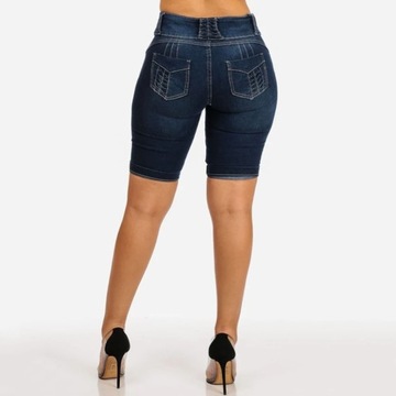 Plus Size Denim Shorts Women Summer Elastic Slims