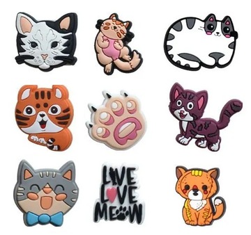 ПУГОВИНКИ ДЛЯ ОБУВИ украшения типа KROKS CROCS кошки узор 3 9 шт.