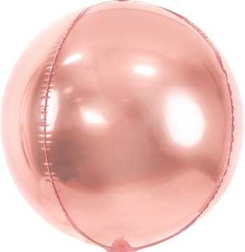 BALON FOLIOWY KULA RÓŻOWE ZŁOTO ROSE GOLD METALIK LUSTRZANY NA HEL 40 CM
