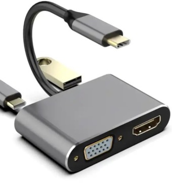 АДАПТЕР 4in1 HDMI 4K VGA HUB USB-C USB 3.0 PD