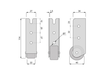 МЕБЕЛЬНЫЙ РОЛИК KOLOS 100/40 CEOWNIK РЕЗИНОВОЕ КОЛЕСО