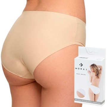 Majtki Damskie Figi Moraj Maxi Bikini - laserowo cięte - beżowe roz. L