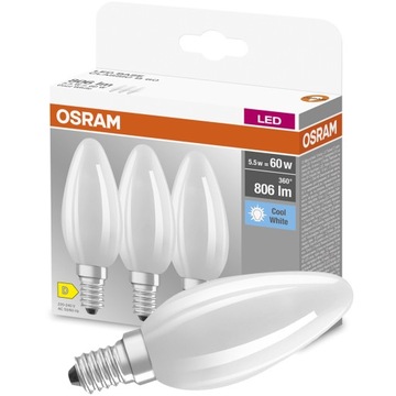 3x Żarówka LED E14 5,5W = 60W 4000K FILAMENT OSRAM