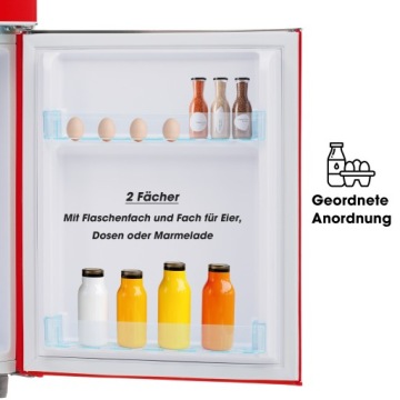 Ретро-холодильник общей емкостью 72 литра, красный.