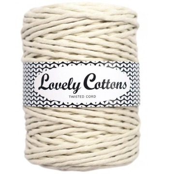 Sznurek skręcany do makram Lovely Cotton 5mm 100m Naturalny
