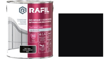 RAFIL DO BRAM I OGRODZEŃ RAL9005 CZARNY GŁĘBOKI - MAT 3L FARBA DO METALU