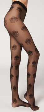 Тюлевые колготки CALZEDONIA Collant Fiori T3/4 M/L