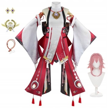 Cosplay Anime Hu Tao Genshin Strój Kostium Peruka