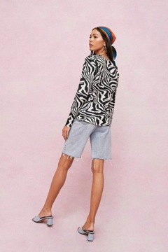 Nasty Gal gtl ZEBRA BLUZKA KOPERTOWA PRINT XXS