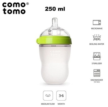 Comotomo Силиконовая бутылочка Антиколик 250мл 3мес+