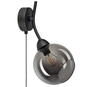 Lampa Ścienna Kinkiet Szklana Kula Grafit E14 LED