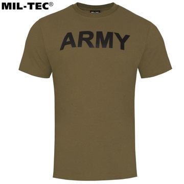 Koszulka Męska Wojskowa Mil-Tec T-Shirt pod mundur Nadruk ARMY Oliwkowa XXL