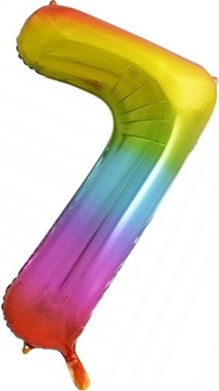 Balon urodzinowy cyfra 7 metalizowany tęczowy 85 cm duży wielokolorowy
